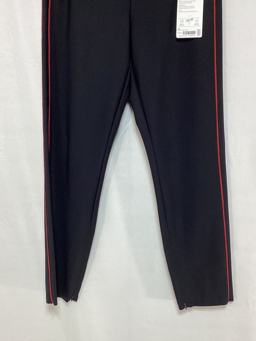 NWT Athleta Stellar Novelty Trouser size 10 black with red stripe - Picture 3 of 11
